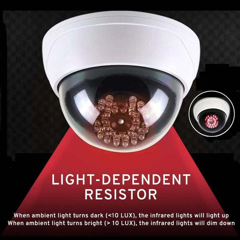 MaximalPower Fake CCTV Security Dummy Dome Camera with Red LED Light for Home, Shop, Business, etc. (4 Pack) - Image 3